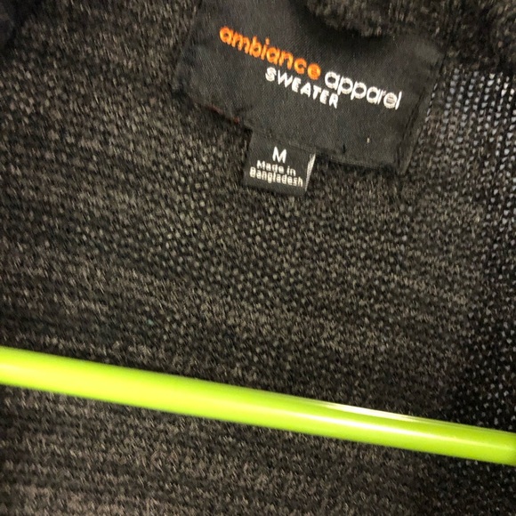 Ambiance Apparel Women's Black Open Front Cardigan Sweater Medium Long Sleeve - Picture 3 of 4